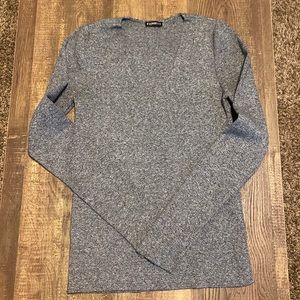 Express Heather Gray V-neck Sweater